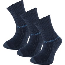 Thermoform Trekking Extra Dolgulu, Darbe Emici Kışlık Unisex Çocuk Çorap 3'lü Paket Lacivert
