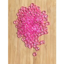 öztürk Şeffaf Pembe Rengi Oya, Abiye, Takı, Örgü Plastik Gözyaşı Damla Boncuk. 25GR. Tahmini 195 Adet.