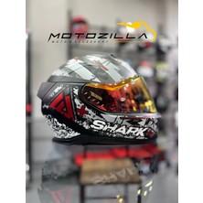 Shark Skwal I3 Hellcat Mat Siyah Beyaz Şeffaf (X1 Kırmızı Vizör)