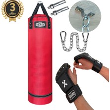 Excalibur Polystar Boks Kum Torbası 135 x 35 cm Kırmızı - Eldivenli