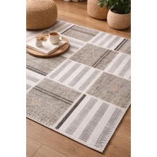 Uşak Has Halı Patchwork   Halı  120X180 Modern Desenli  Taş Rengi  Beyaz Motifli  Lüks  Banyo Hol  Balkon Çok Amaçlı Halı
