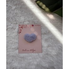 Parla'nın Atölyesi 0-3 Yaş Az Saçlı ve Saçsız Bebek Tokası Mor Yünlü Kalp