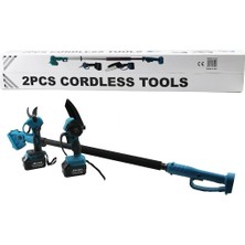 Timion Bn-5 Cordless Tools LTJ-6A Zz-01 2 Pcs Set 6&amp;quot; Budama Dal Kesme Testere=şarjlı--Yağsız - Zincirli + Şarjlı Bağ Makası Teleskopik Uzayan Metal SAP=120--195CM (5148)