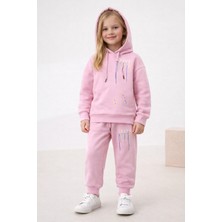 Noble Kids Kapüşonlu Sırt Baskılı Pembe Takım – Kız Çocuk, 2–13 Yaş