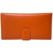 Basarideri Kapaklı Hakiki Deri Kadın Cüzdanı Turuncu 524