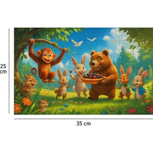Exin Ahşap Çocuk Puzzle 120 Parça 25X35 cm – Sevimli Hayvanlar Temalı Eğitici Yapboz