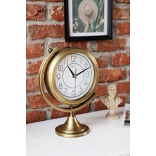Muyika Gold Metal Masa Saati – Sessiz Mekanizma, Latin Rakamlı Dekoratif Vintage Tasarım-Mezza Gold Latin