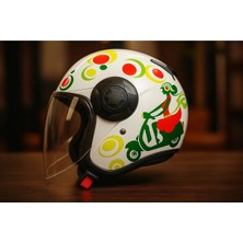 Free-M FR-665 Yarım Motosiklet Kaskı – Sprıng Woman Desenli, Ce Onaylı, Güneş Vizörlü