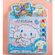 Cinnamoroll Puzzle Dıy Kendin Yap Boz Sulu Boya Seti 2 Sayfa Boyama Sticker Yapışkanlı Boncuk