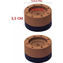Beyaz Eşya Ayağı Çamaşır Makinesi Mobilya Titreşim Önleyici Kaydırmaz 4 Lü Set Kahverengi (3,5 Cm)