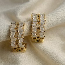 Bimia Gold Baget Taşlı Küpe