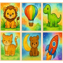 Exin Çocuk Odası Ahşap Hayvan Figürlü Duvar Dekoru 14X20 cm – 3 mm Mdf Sevimli Figürlü Tablo