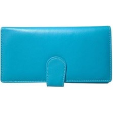 Basarideri Kapaklı Hakiki Deri Kadın Cüzdanı Mavi 524