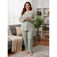 İnspira Büyük Beden Battal Pijama Takımı Desenli Uzun Kol Kışlık Kumaş Pamuklu