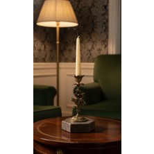 Montdekor El Yapımı Mermer Taşlı Bronz Desenli Mumluk