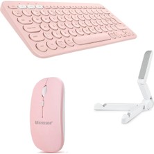 Microcase Xiaomi Poco Pad X1  11.2 Inch Tablet Için Bluetooth Klavye + Mouse + Tablet Standı - AL45150 Pembe