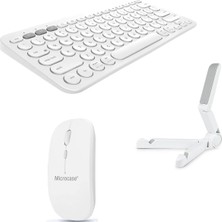 Microcase Samsung S10 Fe Plus Tablet Için Bluetooth Klavye + Mouse + Tablet Standı - AL4514 Beyaz