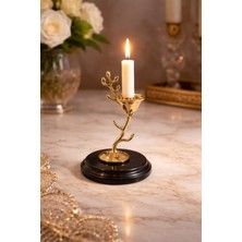 Montdekor El Yapımı Mermer Taşlı Bronz Mumluk