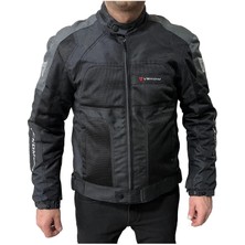 Venom Dynamic 4 Mevsim Siyah Gri Motosiklet Montu Nefes Alabilen Su Geçirmez Polyester Malzeme