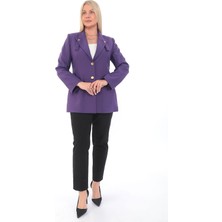 White Diamond Önü Düğmeli Yaka Detaylı Ceket 50 - Mor