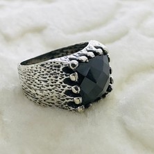 Canka Siyah Zirkon Taşlı 925 Ayar Gümüş Erkek Yüzük