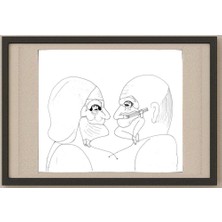 Karikatural Gangadhar Laxminarayana 33X28CM Orijinal Karikatür Tablo