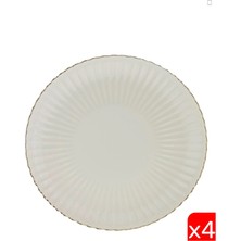 Kütahya Porselen Bone Luz Altın File Pasta Tabağı 21CM 4 Lü