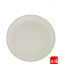 Kütahya Porselen Bone Luz Altın File Servis Tabağı 27CM 4 Lü
