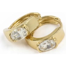 Bimia Gold Taş Detaylı Minimal Küpe