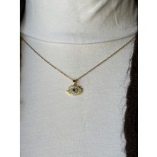 Vıp Çelik Göz Detaylı Gold Kolye