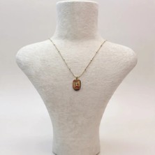 Bimia Gold Taş Detaylı Plaka Kolye