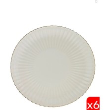 Kütahya Porselen Bone Luz Altın File Pasta Tabağı 21CM 6 Lı