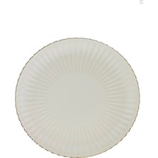 Kütahya Porselen Bone Luz Altın File Pasta Tabağı 21CM Tekli