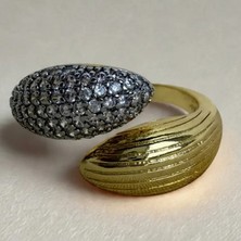 Bimia Gold & Taşlı Damla Ayarlanabilir Yüzük