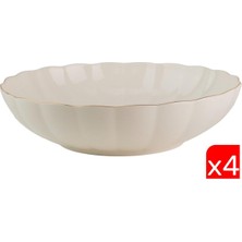 Kütahya Porselen Bone Luz Altın File Çorba Kasesi 15CM 4 Lü
