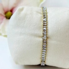 Bimia Gold Baget Taşlı Su Yolu Bileklik