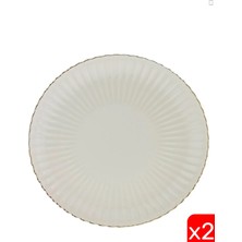 Kütahya Porselen Bone Luz Altın File Servis Tabağı 27CM 2 Li