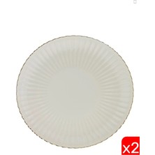Kütahya Porselen Bone Luz Altın File Pasta Tabağı 21CM 2 Li
