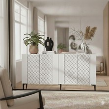 Yumedi Design KA1512DB - Defne Konsol, Tv Sehpası, Çok Amaçlı Dolap ve Kahve Köşesi 150CM Safirmeşe-Beyaz