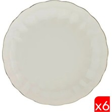 Kütahya Porselen Bone Luz Altın File Çukur Tabak 20CM 6 Lı