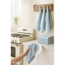 Mira Home 10 Lu Dama Desenli Mutfak Kurulama Bezi 50X70 cm  Mavi