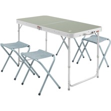 Decathlon Quechua Katlanabilir Kamp Masası - 4/6 Kişilik - 4 Tabureli - Yeşil
