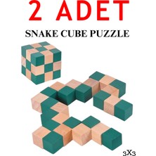 Direkstoktan Ahşap Yılan Puzzle 2 Adet / Wooden Snake Cube Puzzle 5.5 x 5.5 cm