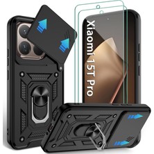Kip GSM Xiaomi Mi 15T Uyumlu Ekran Koruyucu+Kılıf Sürgülü Yüzüklü Standlı Darbe Emici Tank Kapak