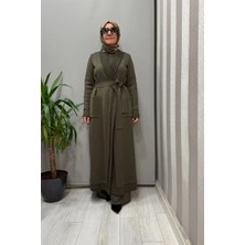 Miss Dalida Selanik Örgü Detaylı Düz Renk Hırka Haki T26K-9006