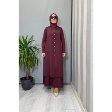 Miss Dalida Yuvarlak Yaka Çıtçıtlı Triko Yelek Bordo T26K-1002