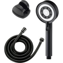 Layfhex Basınçlı Tasarruflu Siyah Duş Seti 5 Fonksiyonlu Başlık Hortum Vakumlu Mafsal