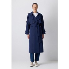 Touche Apolet Detaylı Trençkot Lacivert