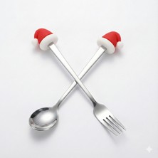 Noel Baba Şapkası Figürlü Paslanmaz Çelik Fondü ve Sunum Seti 2'li