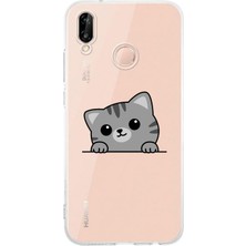 Manitoba Huawei P20 Lite Uyumlu Baskılı Yumuşak Silikon Şeffaf Telefon Kılıfı